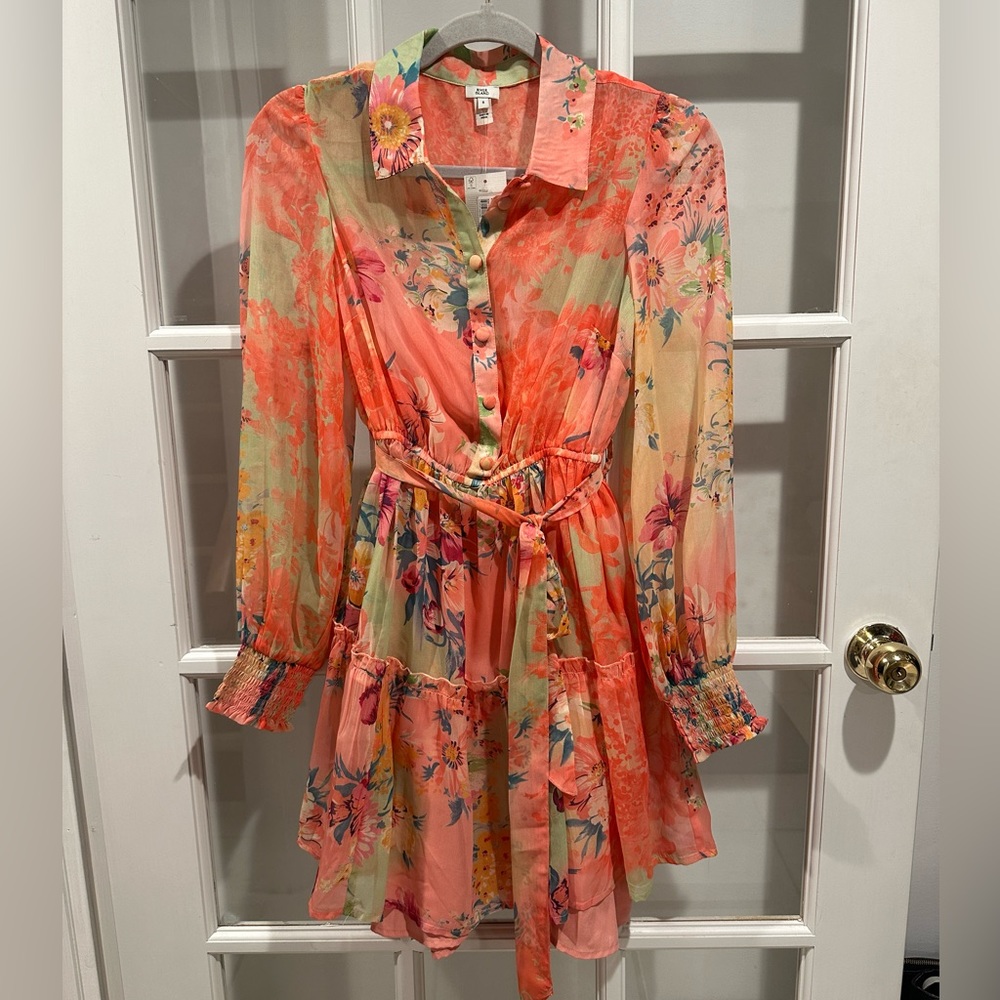 RIVER ISLAND: BUTTON DOWN RUFFLE TIE FRONT DRESS